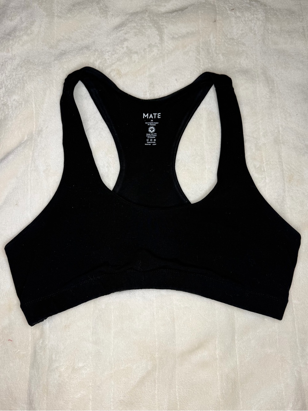 MATE Black Racerback Support Sports Bra Yoga Workout Medium Athletic Soft Walk